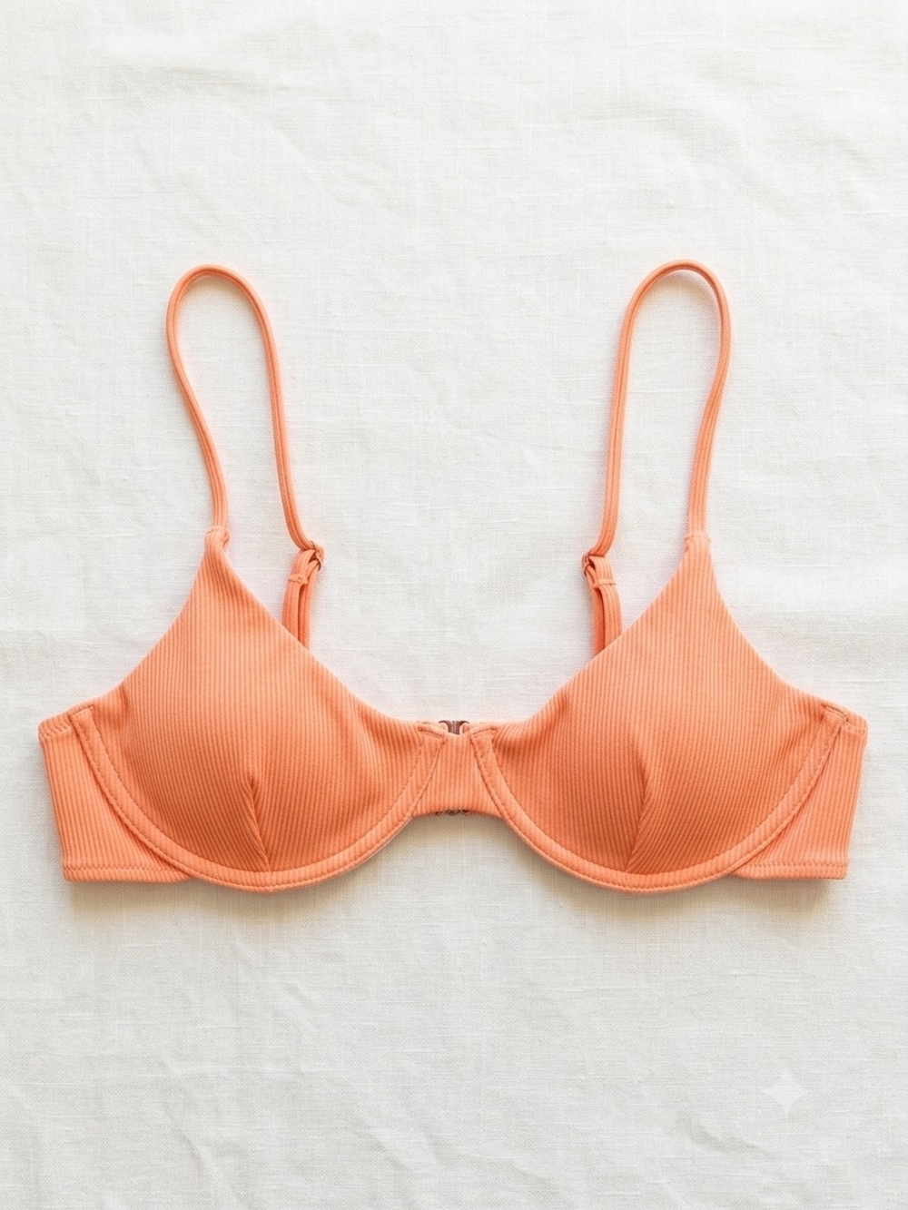 Ribbed Underwire Bra in Peach
